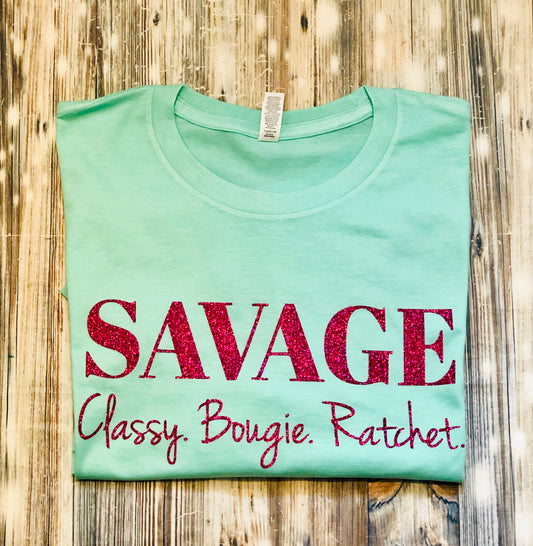 Savage...Mint and Fuschia glitter