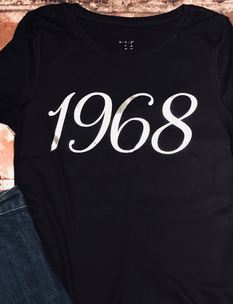 Metallic Birth Year fitted Crew neck tee