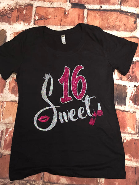 Sweet 16 Glitter Tee