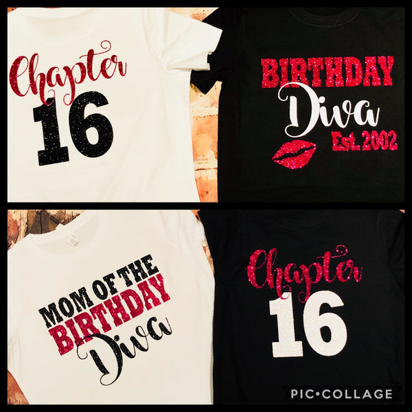 Chapter “16” Birthday Tee and Matching Mom tee