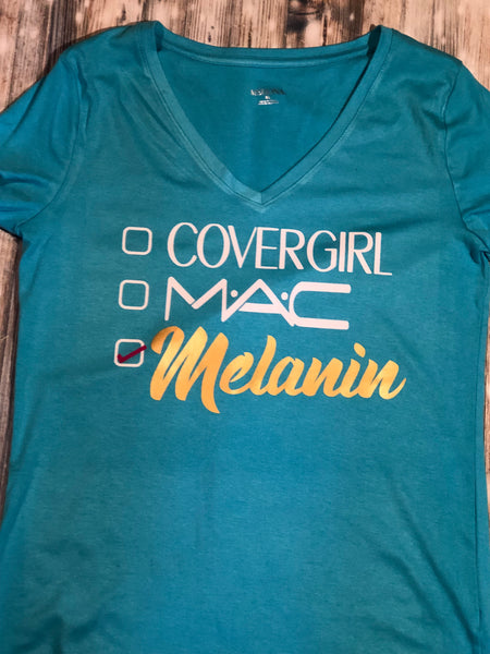 Melanin over Make Up tee (Caribbean blue)